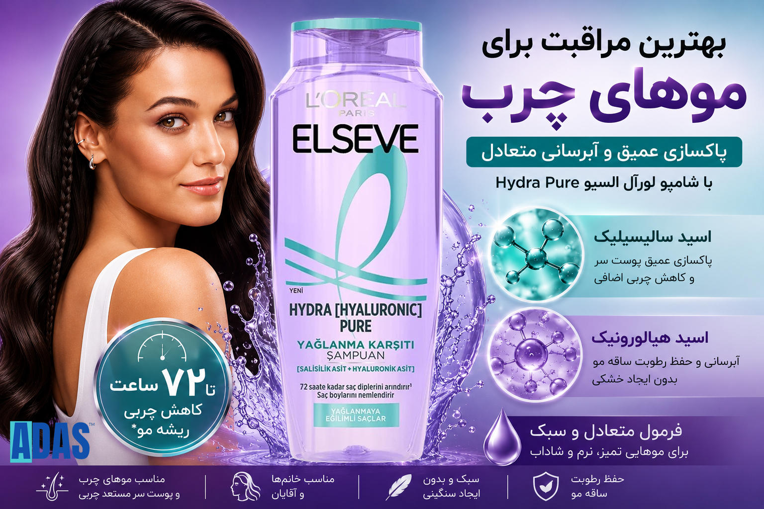 بهترین شامپو برای موهای چرب چیست؟ معرفی شامپو لورآل السیو Hydra Pure