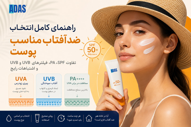 راهنمای کامل انتخاب ضد آفتاب مناسب پوست؛ تفاوت SPF، PA، فیلترهای UVA و UVB و اشتباهات رایج