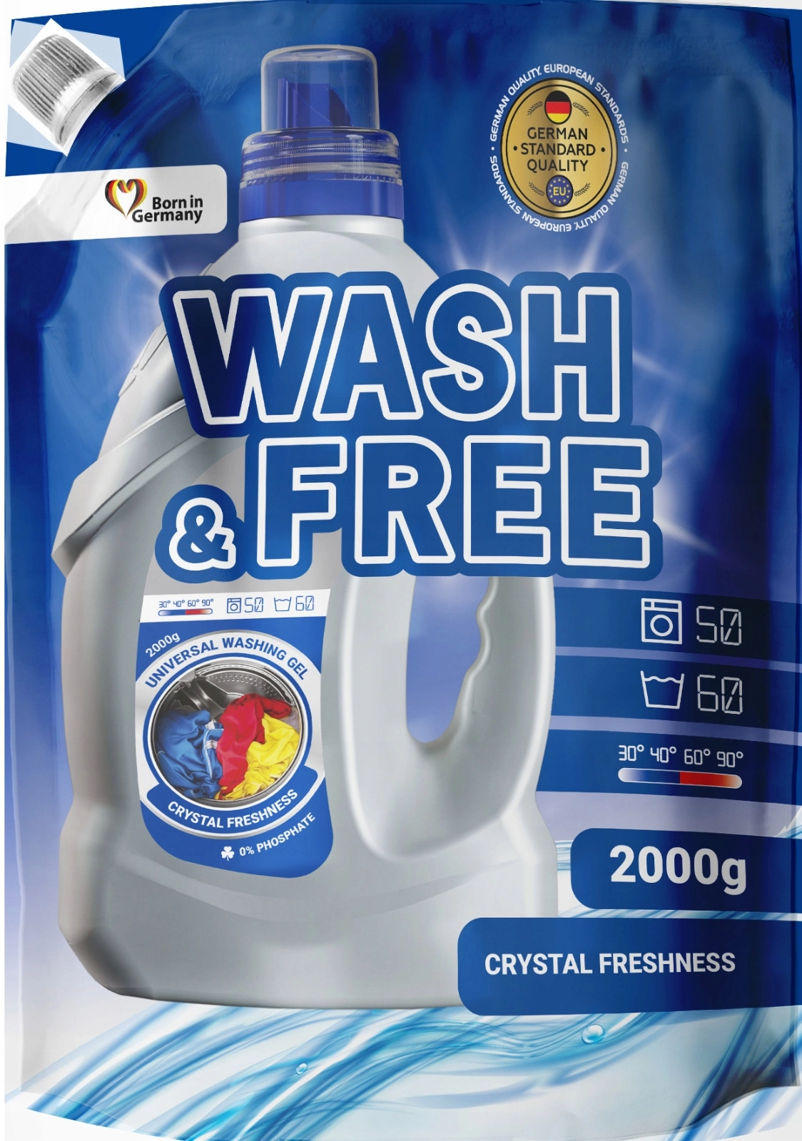 ژل لباسشویی آلمانی WASH & FREE مدل Crystal Freshness