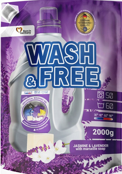 ژل لباسشویی آلمانی WASH & FREE مدل Jasmine & Lavender