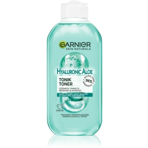 تونر مرطوب کننده و شاداب کننده گارنیر حاوی عصاره آلوئه ورا و اسید هیالورونیک