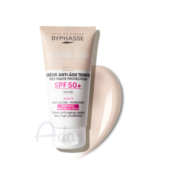 کرم ضدآفتاب و ضدچروک روزانه بایفاس +SPF 50 | کرم رنگی با تناژ روشن طبیعی LIGHT