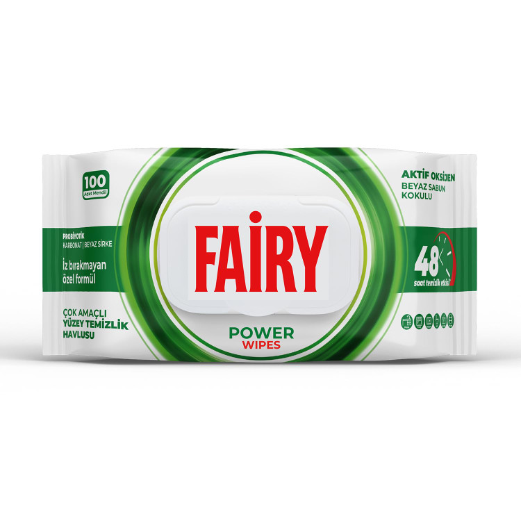 دستمال مرطوب پاک کننده چند منظوره 100 عددی فیری | مدل Power Wipes