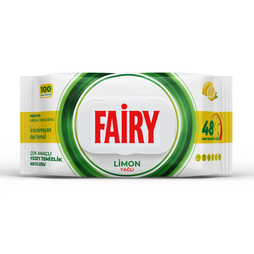 دستمال مرطوب پاک کننده چند منظوره 100 عددی فیری | مدل Limon Yağlı