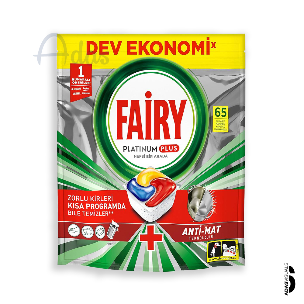 قرص ماشین ظرفشویی 65 عددی فیری | سری پلاتینوم پلاس