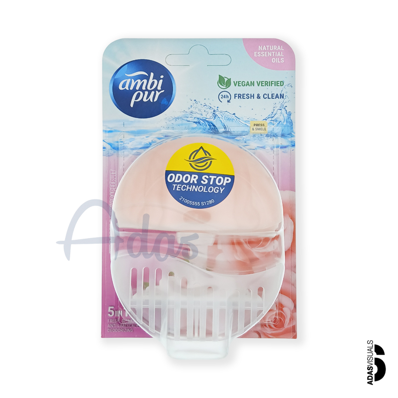 خوشبوکننده چندمنظوره توالت فرنگی Ambi Pur بریتانیا | با رایحه رز وحشی و گریپ‌فروت صورتی