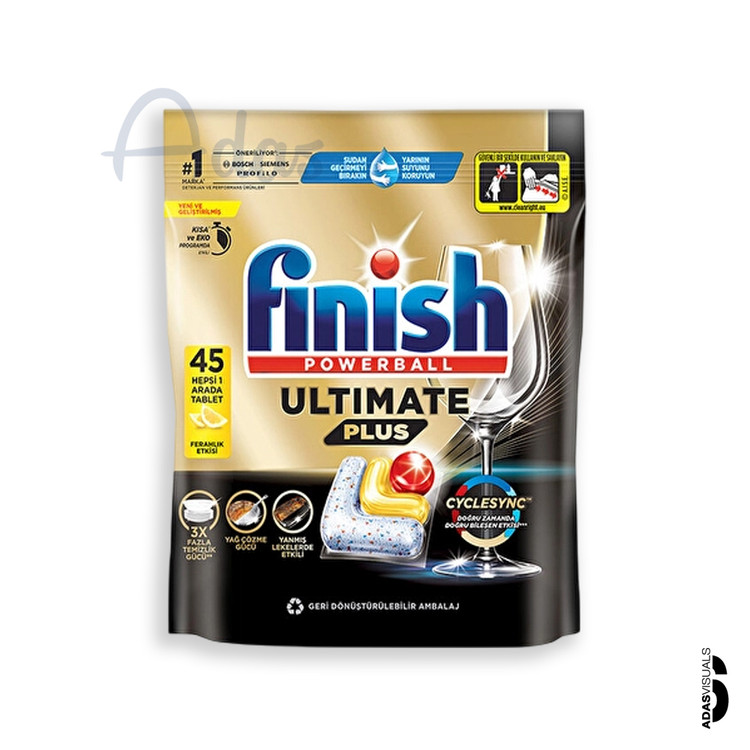 قرص ماشین ظرفشویی 45 عددی سری آلتیمیت پلاس فینیش با رایحه لیمویی