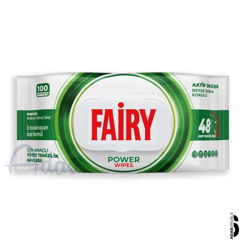 دستمال مرطوب پاک کننده چند منظوره 100 عددی فیری | مدل Power Wipes