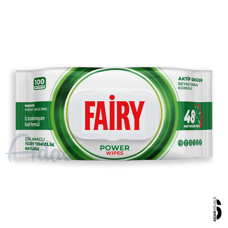 دستمال مرطوب پاک کننده چند منظوره 100 عددی فیری | مدل Power Wipes