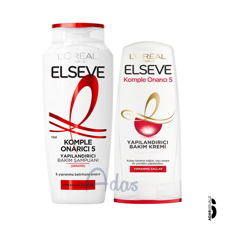 پک شامپو و نرمکننده لورآل السیو Komple Onarıcı 5 | بازسازی، تقویت و نرمی مو