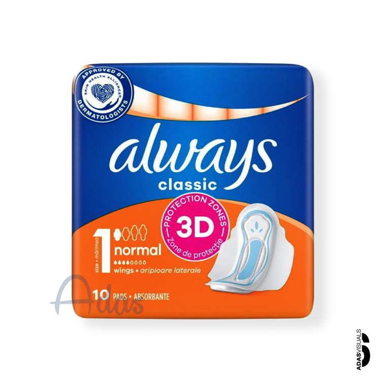 پد بهداشتی سری کلاسیک always آلمان | سایز 1 مدل Normal بسته 10 عددی