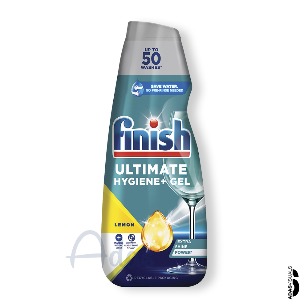 خرید ژل ماشین ظرفشویی فینیش Ultimate Hygiene+ | ژل لیمویی 1000 میل مناسب 50 شستشو اصل مجارستان | آداس استور