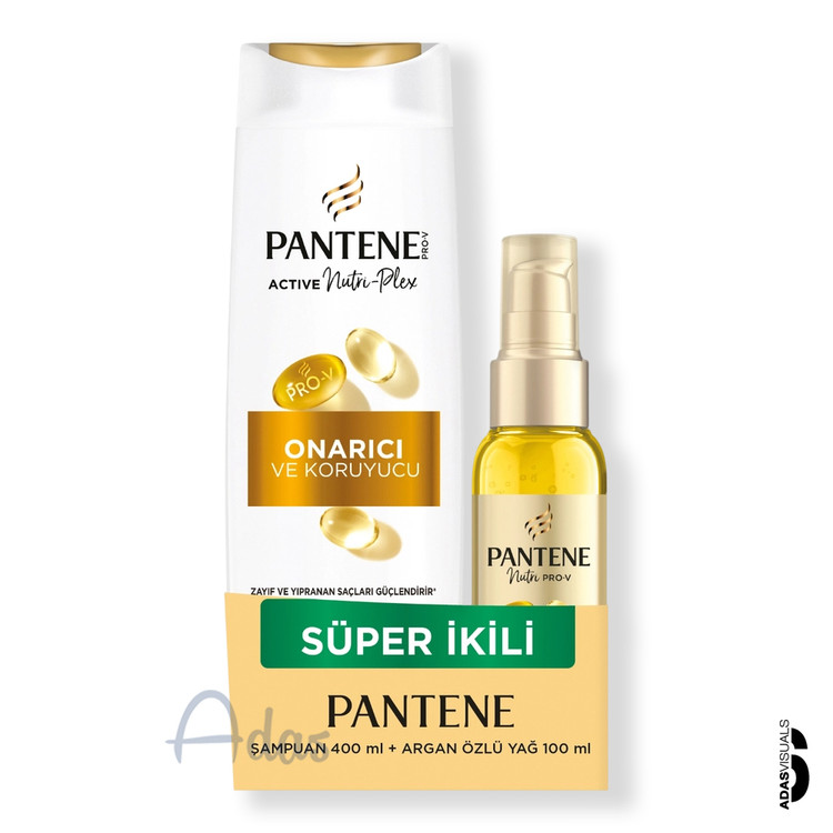 ست مراقبت و احیای مو پنتن PANTENE | شامپو ترمیمکننده + روغن آرگان مو