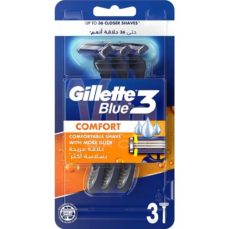 خودتراش ژیلت Blue3 | مدل Comfort اصلاح راحت و روان بسته ۳ عددی