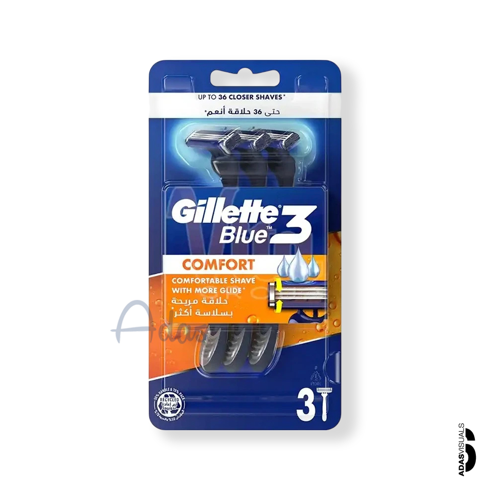 خودتراش ژیلت Blue3 | مدل Comfort اصلاح راحت و روان بسته ۳ عددی