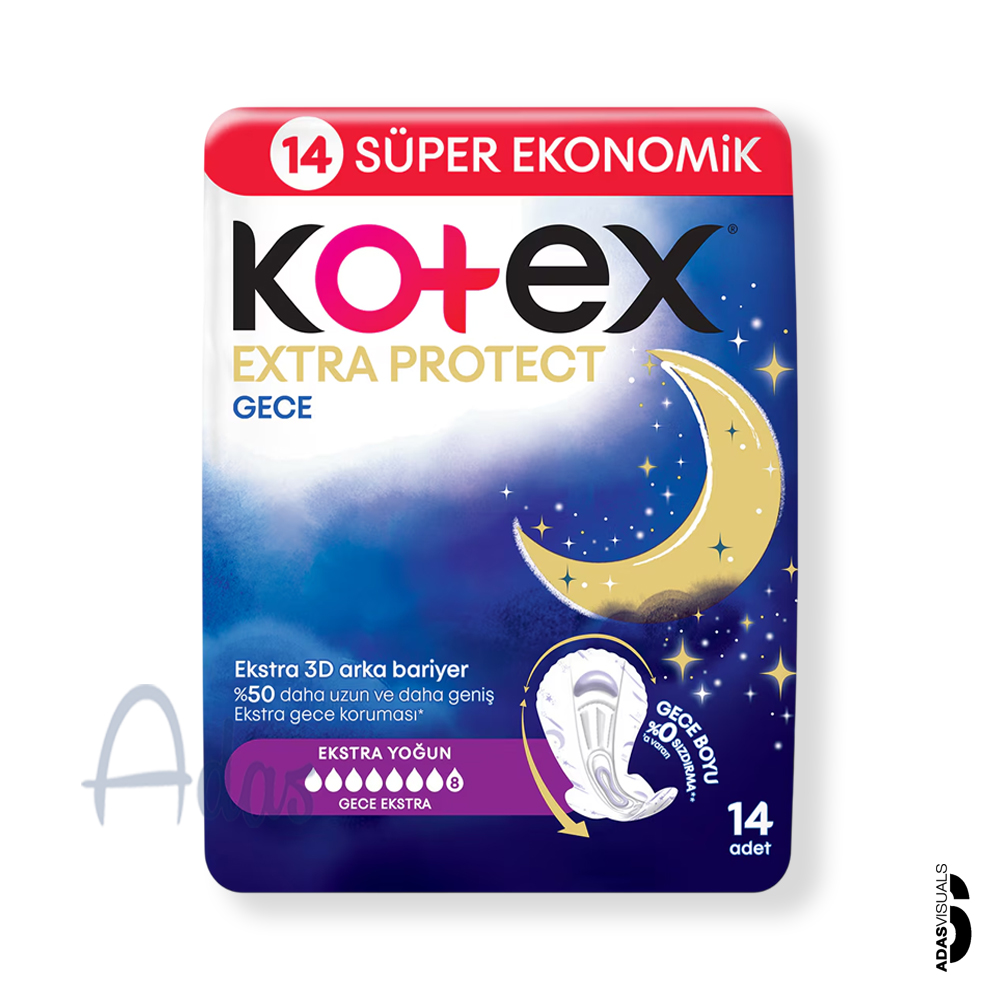 پد بهداشتی بانوان کوتکس مدل Extra Protect Gece | محافظت قوی در برابر نشت بسته 14 عددی
