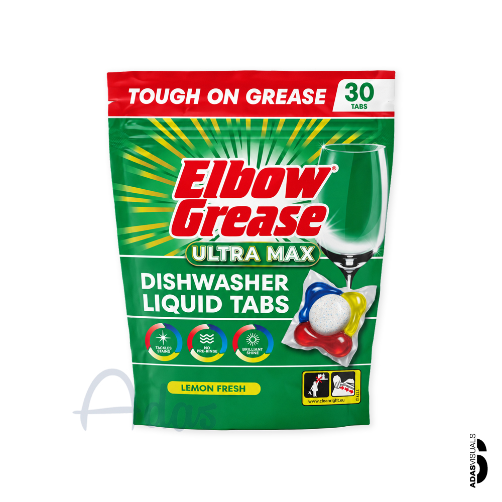 قرص ماشین ظرفشویی مایع Elbow Grease بریتانیا | مدل Ultra Max بسته ۳۰ عددی